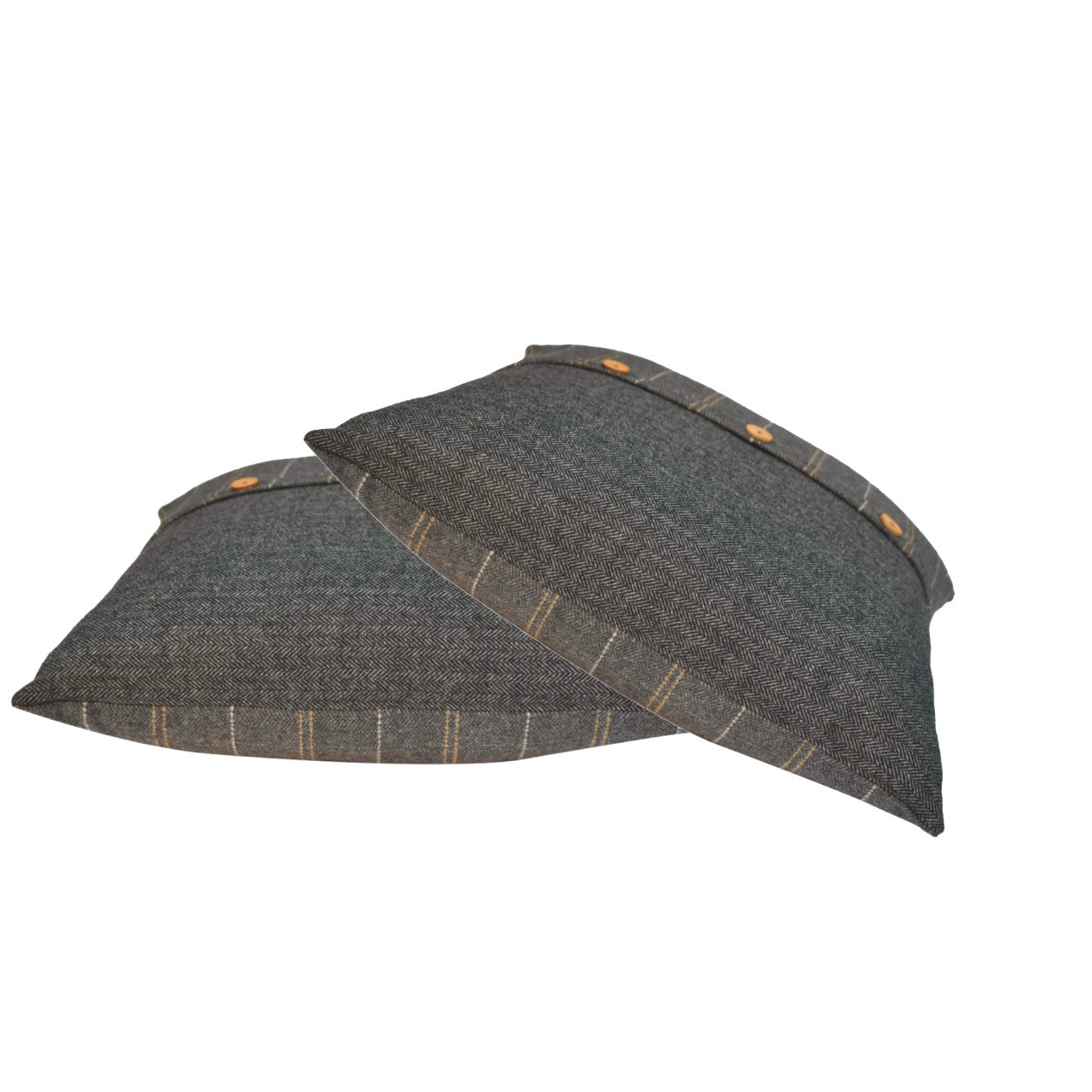quinn cushion set of 2 pewter black tweed