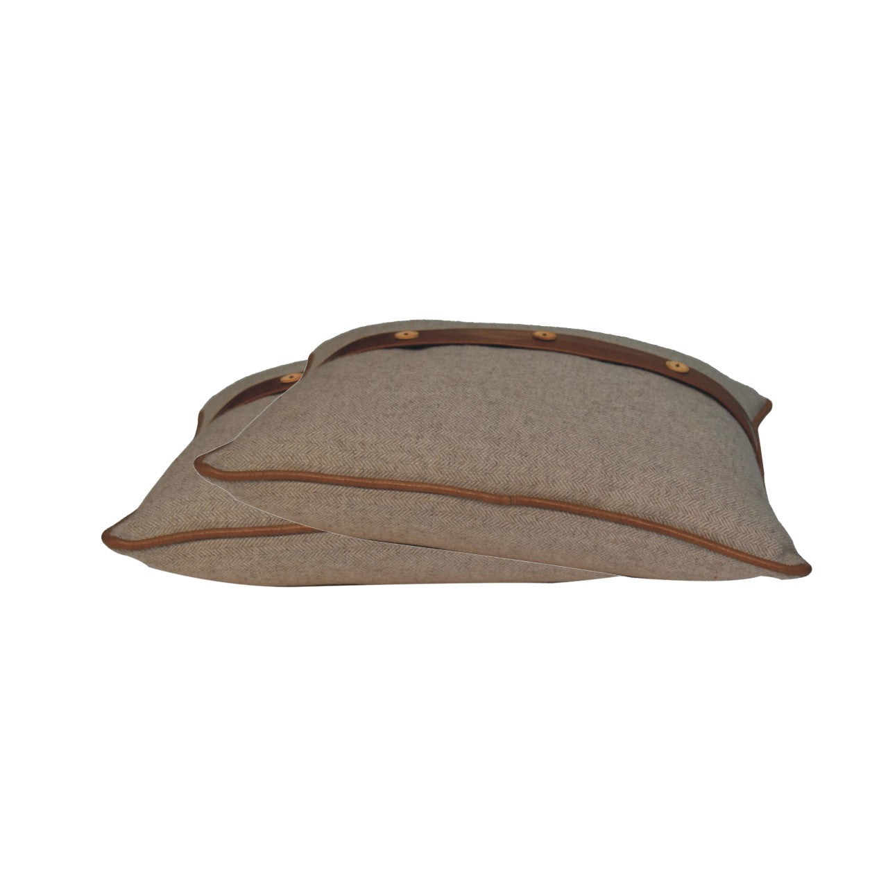 quinn cushion set of 2 leather sand tweed