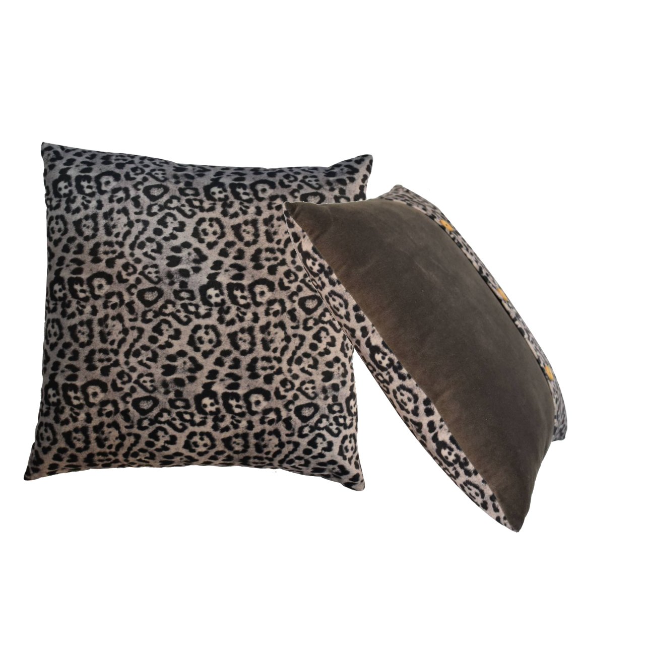 quinn cushion set of 2 white leopard grey velvet