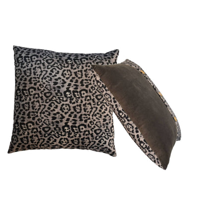 quinn cushion set of 2 white leopard grey velvet