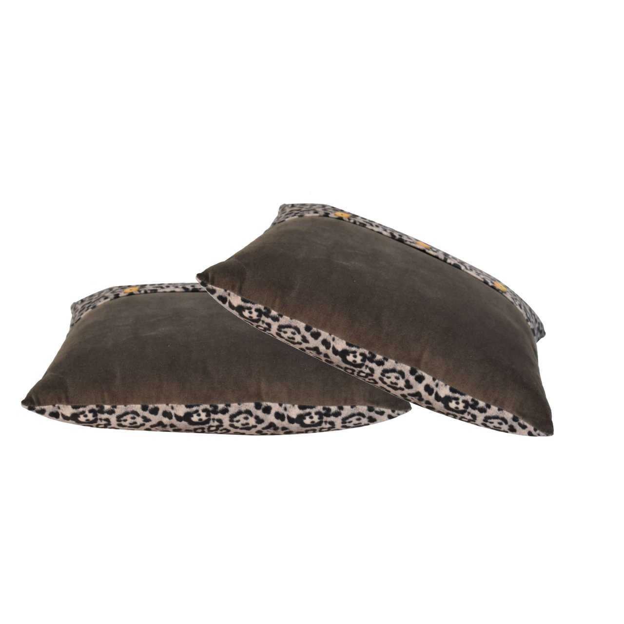 quinn cushion set of 2 white leopard grey velvet