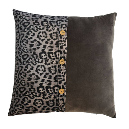 quinn cushion set of 2 white leopard grey velvet