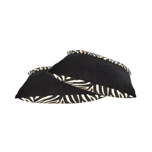 quinn cushion set of 2 white tiger black velvet