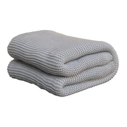 light blue knitted throw