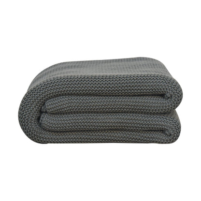 olive green knitted throw