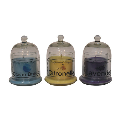 bell jar candle set of 3 ocean breeze citronella lavender
