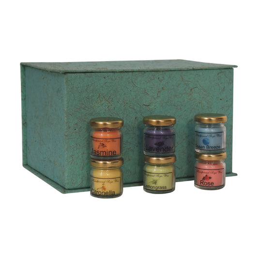 mini candle set of 6 lemongrass lavender rose citronella jasmine and ocean breeze