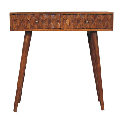 pineapple carved console table in chestnut