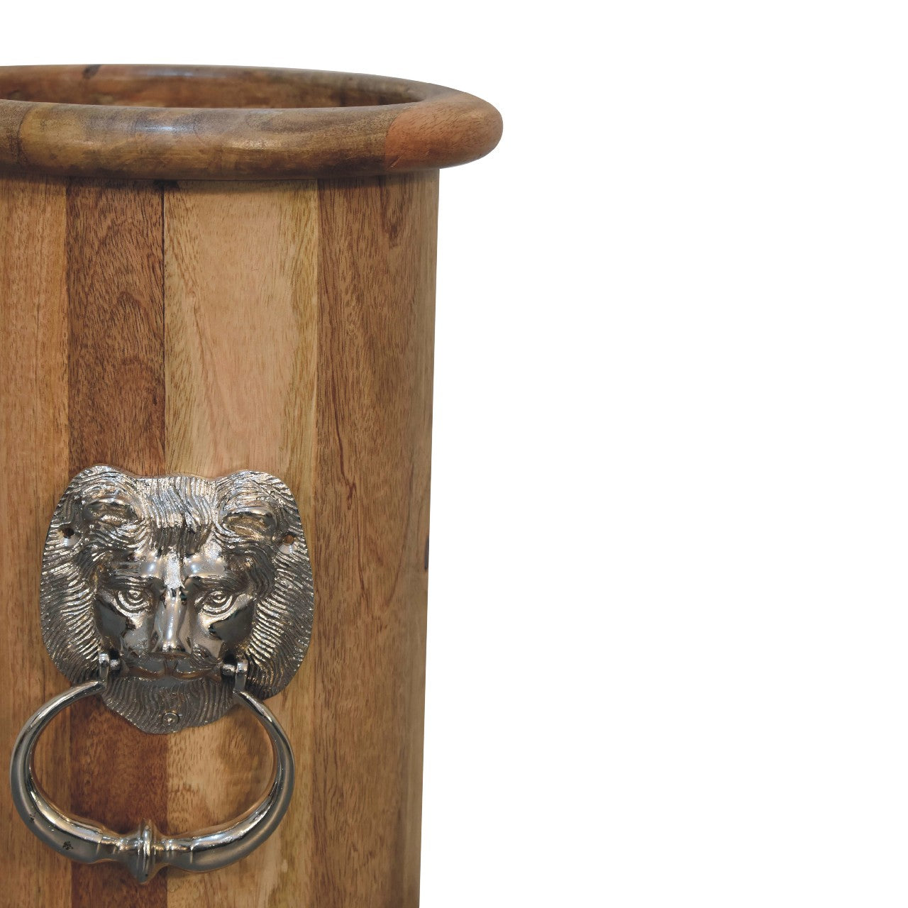 solid wood round umbrella stand with knocker