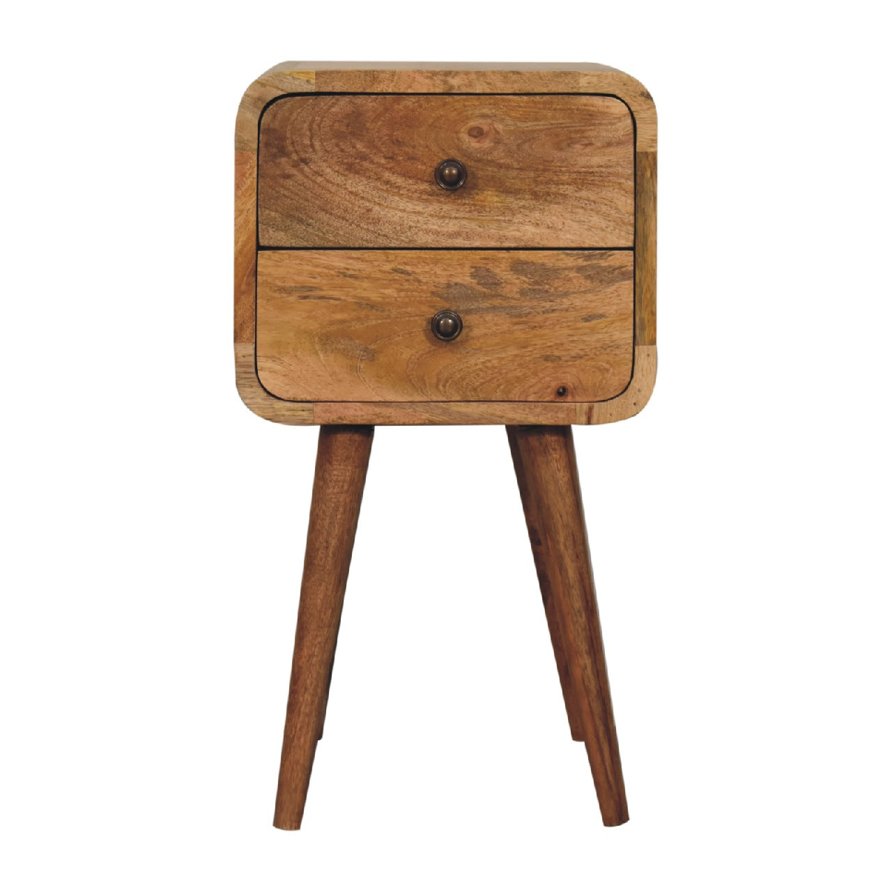 mini oak ish curved bedside