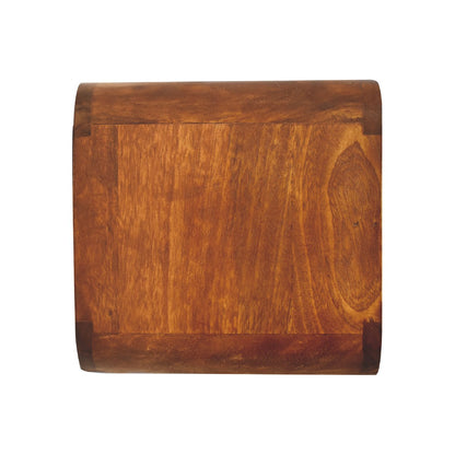 mini curved chestnut wall mounted bedside with open slot