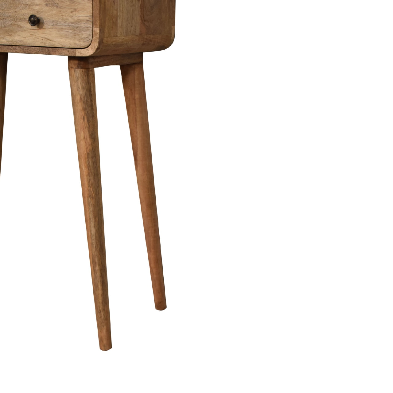 mini curved oak ish console table
