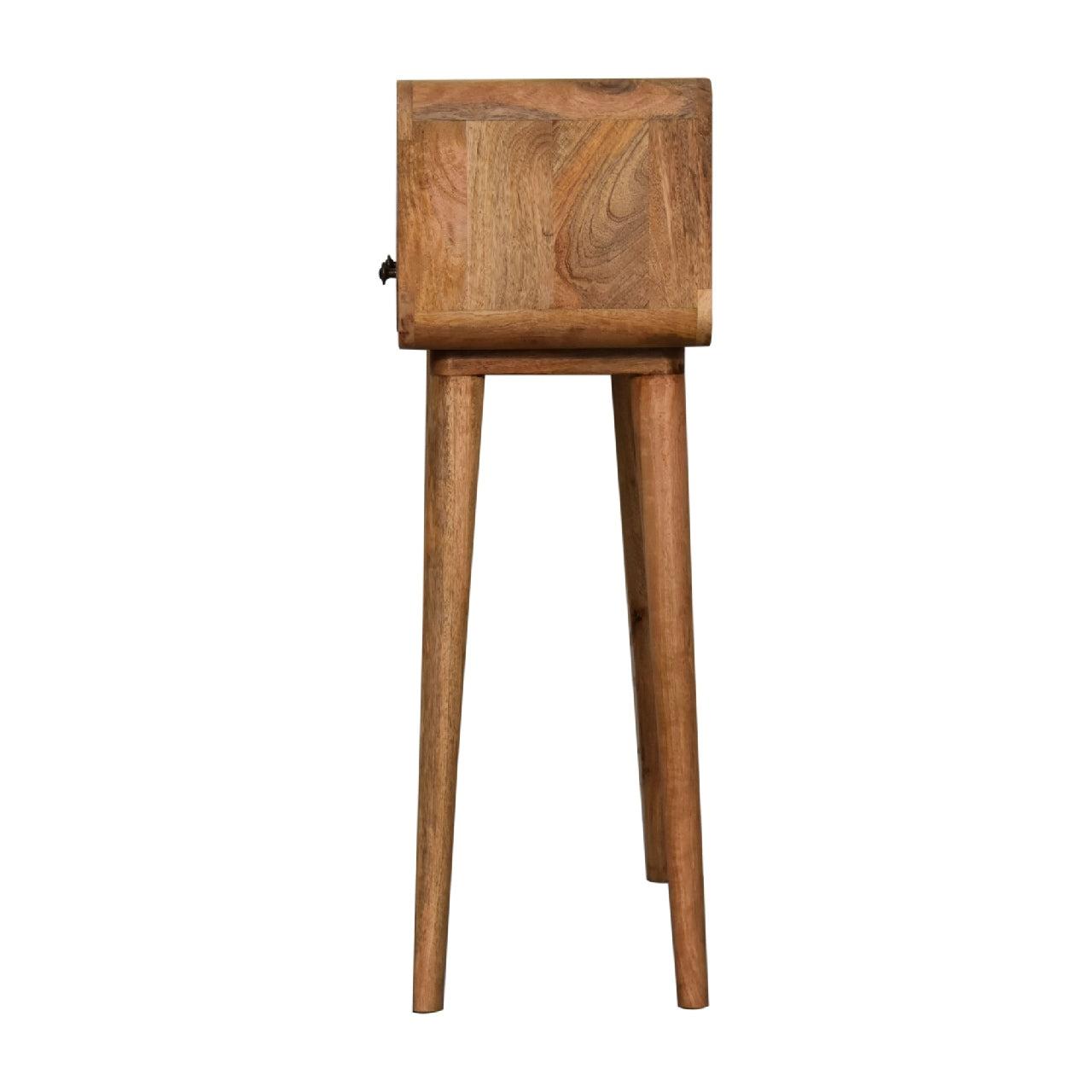 mini curved oak ish console table
