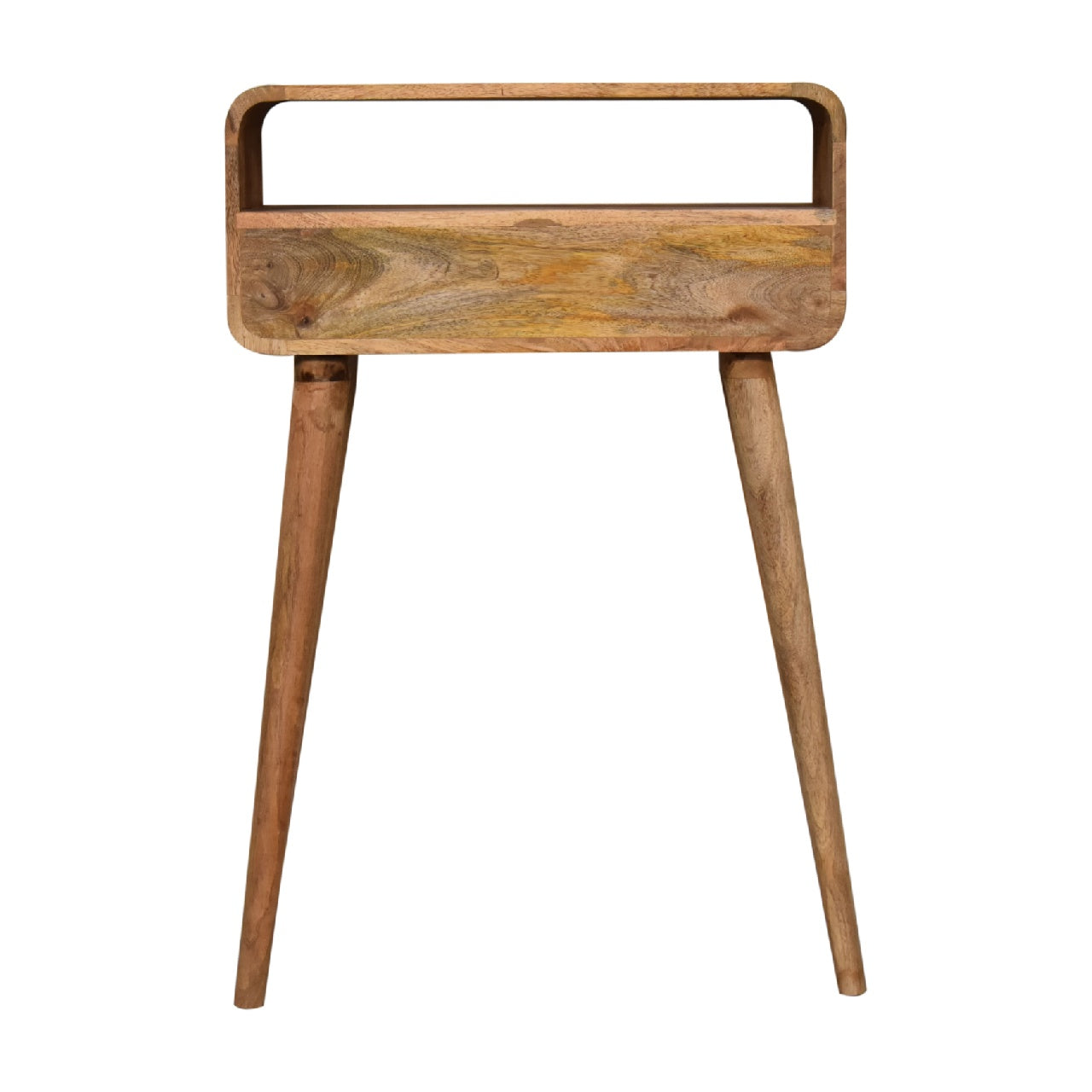 mini curved oak ish console table