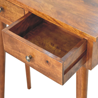 mini chestnut hallway console table