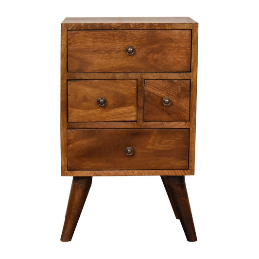 chestnut nordic style 4 drawer bedside