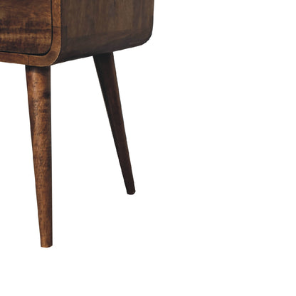 mini curved grey washed bedside with open slot