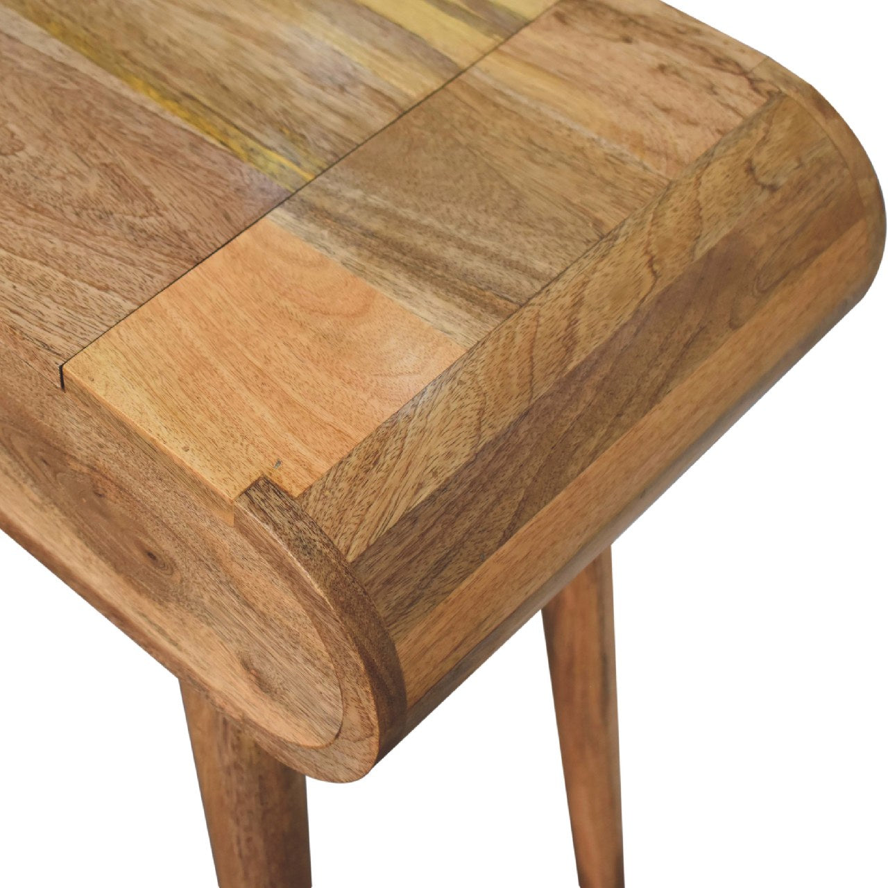 mini oak ish dressing table with foldable mirror