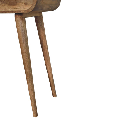 mini oak ish dressing table with foldable mirror