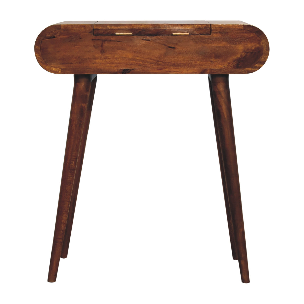 mini chestnut dressing table with foldable mirror