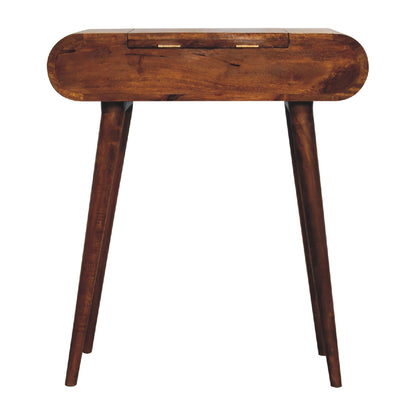 mini chestnut dressing table with foldable mirror