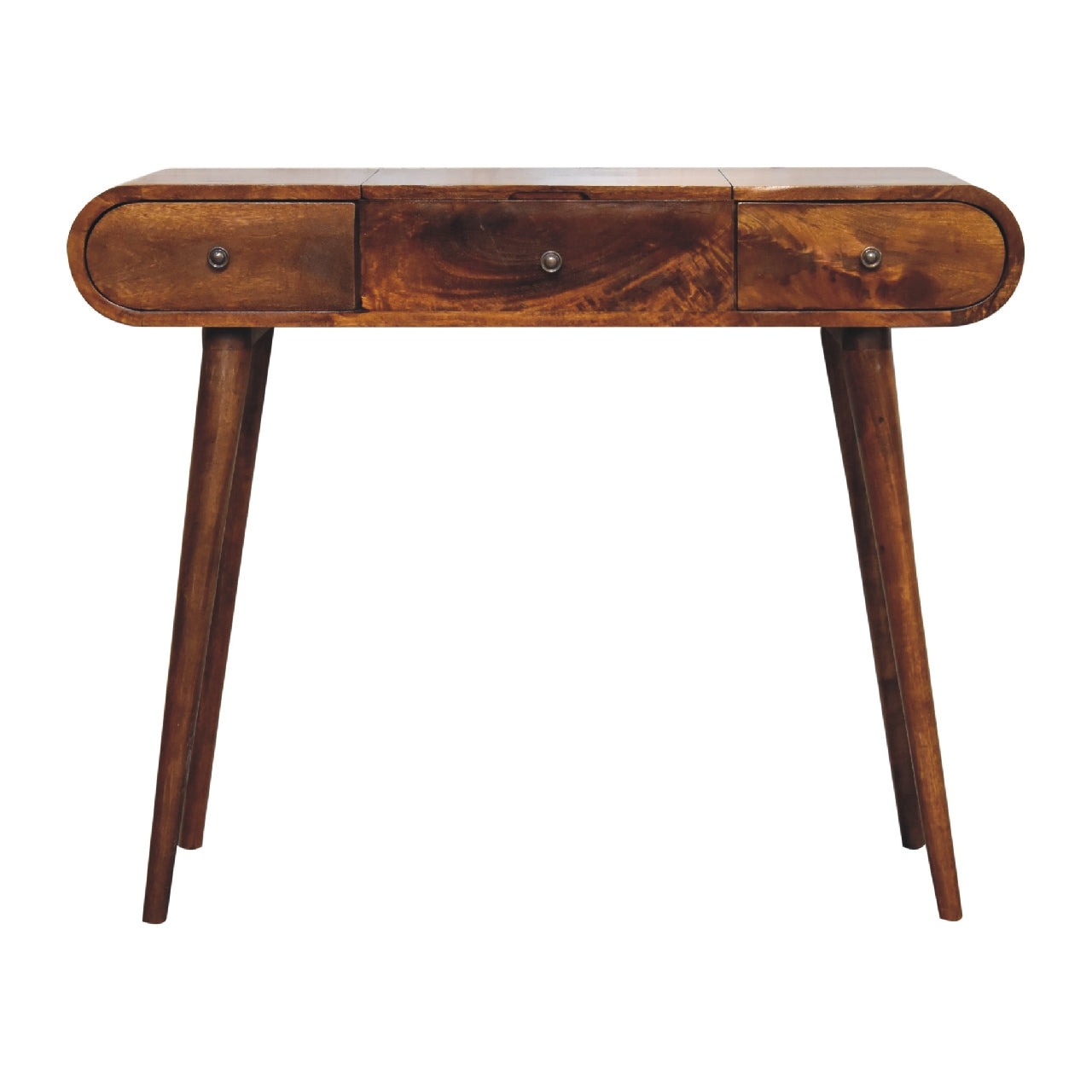 chestnut dressing table with foldable mirror