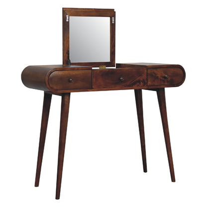 chestnut dressing table with foldable mirror