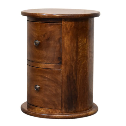 mini chestnut 2 drawer drum chest