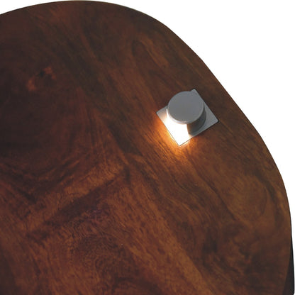 chestnut rounded bedside table with reading light