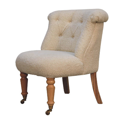 boucle cream accent chair