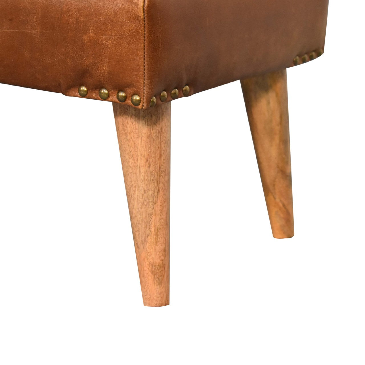 boucle buffalo hide leather bench