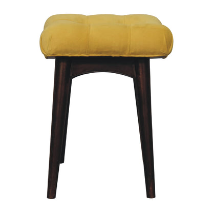 mini mustard cotton velvet curved bench