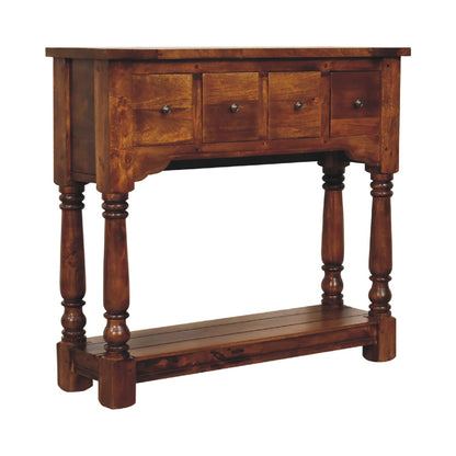 chestnut 4 drawer console table