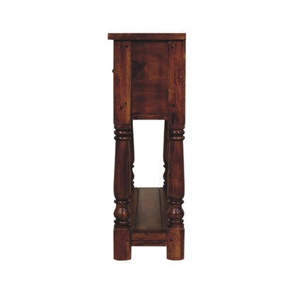 chestnut 4 drawer console table