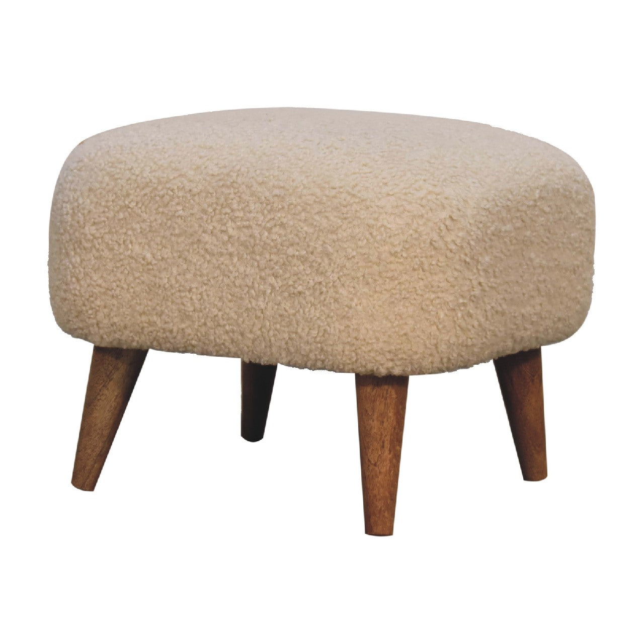 boucle cream square footstool