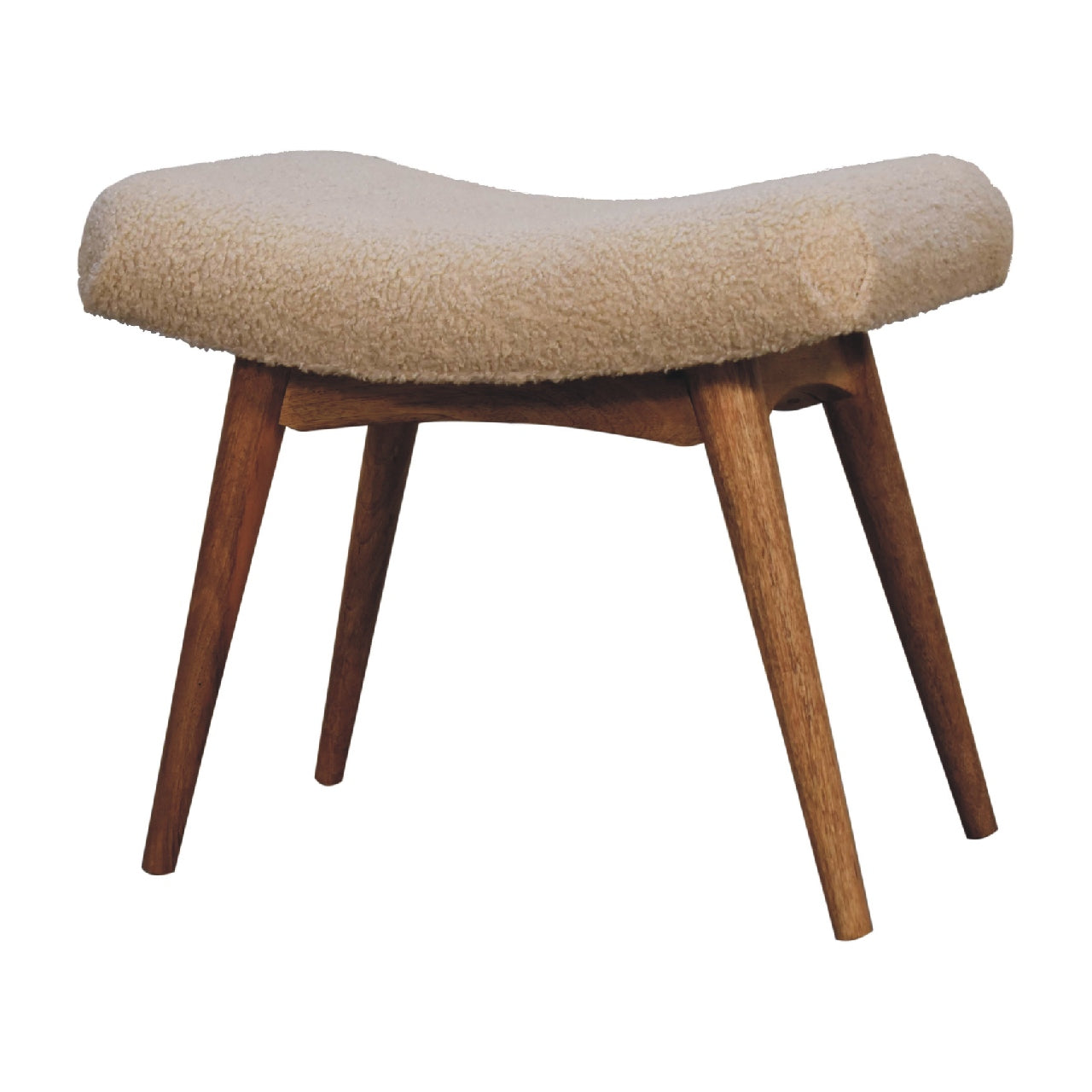 boucle cream curved bench