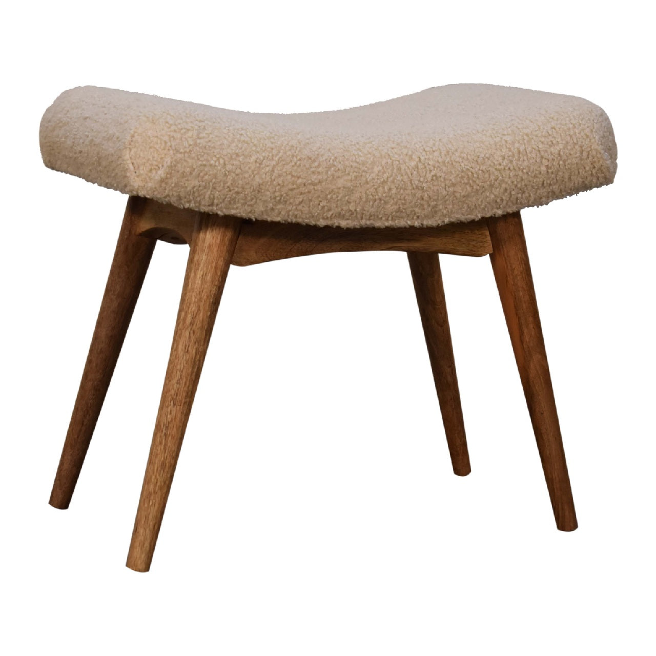 boucle cream curved bench