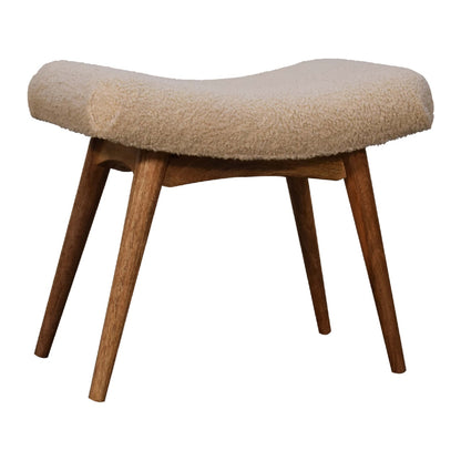 boucle cream curved bench