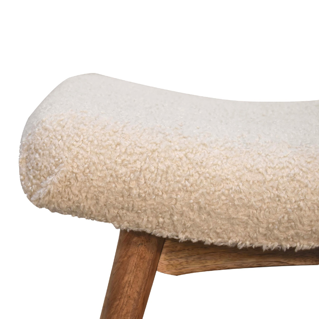 boucle cream curved bench