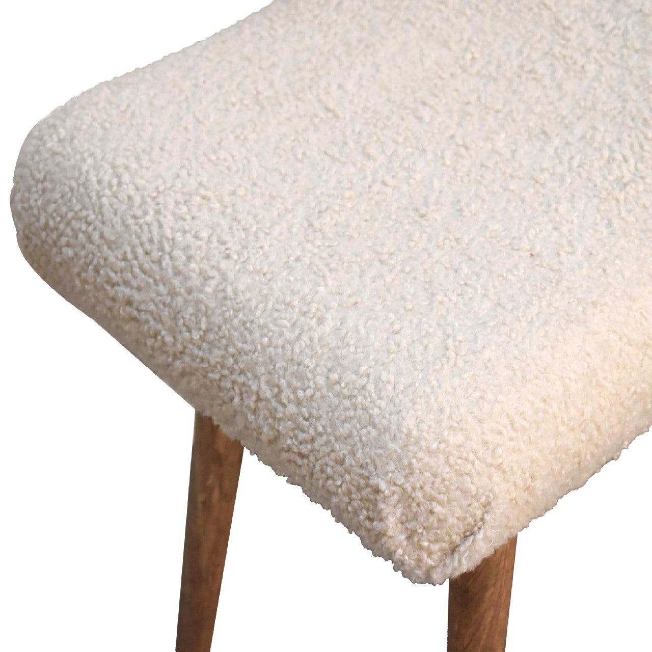 boucle cream curved bench