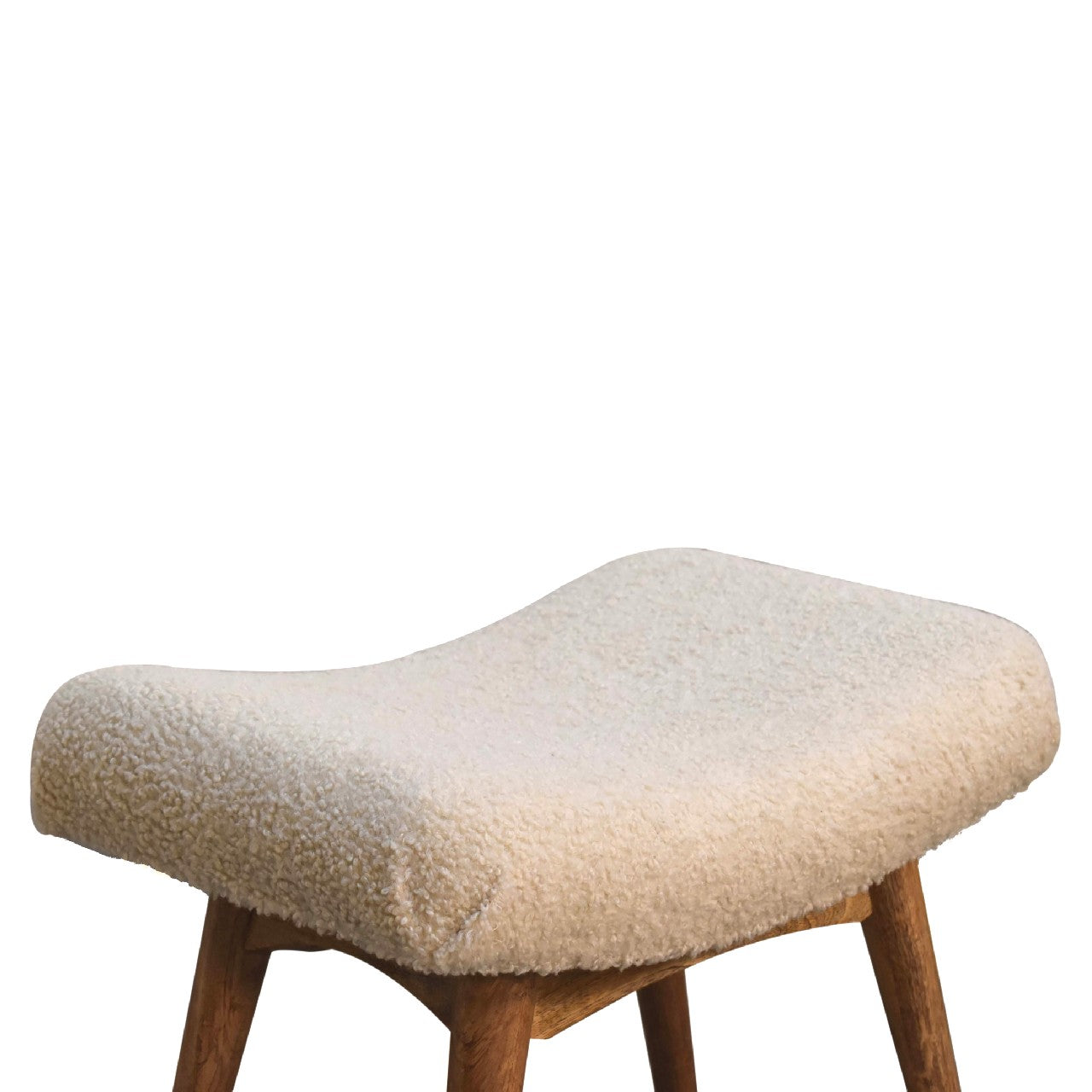 boucle cream curved bench