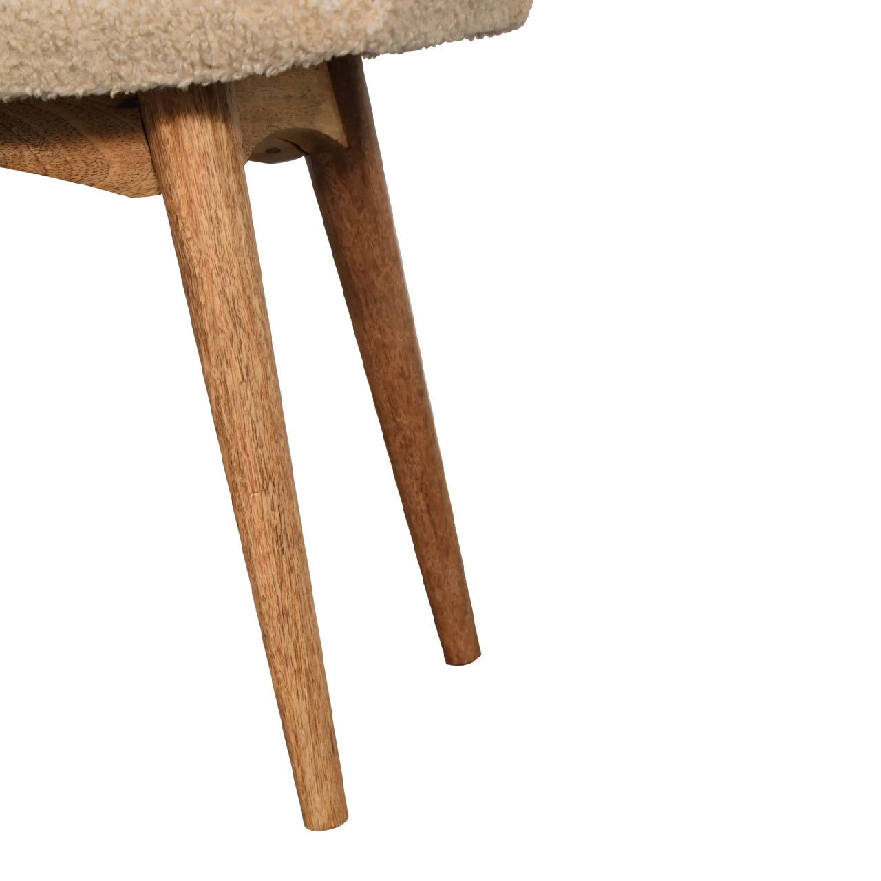 boucle cream curved bench