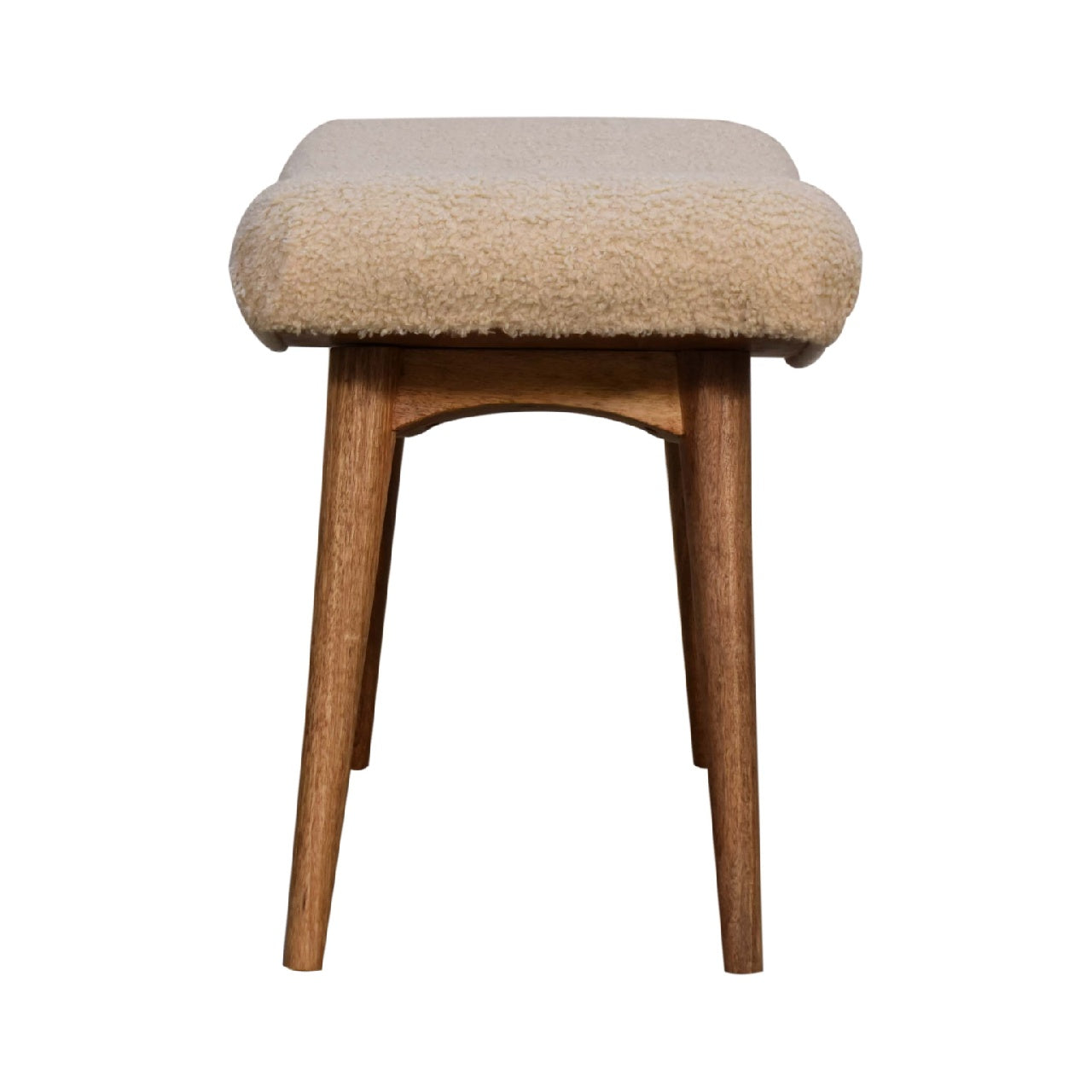 boucle cream curved bench