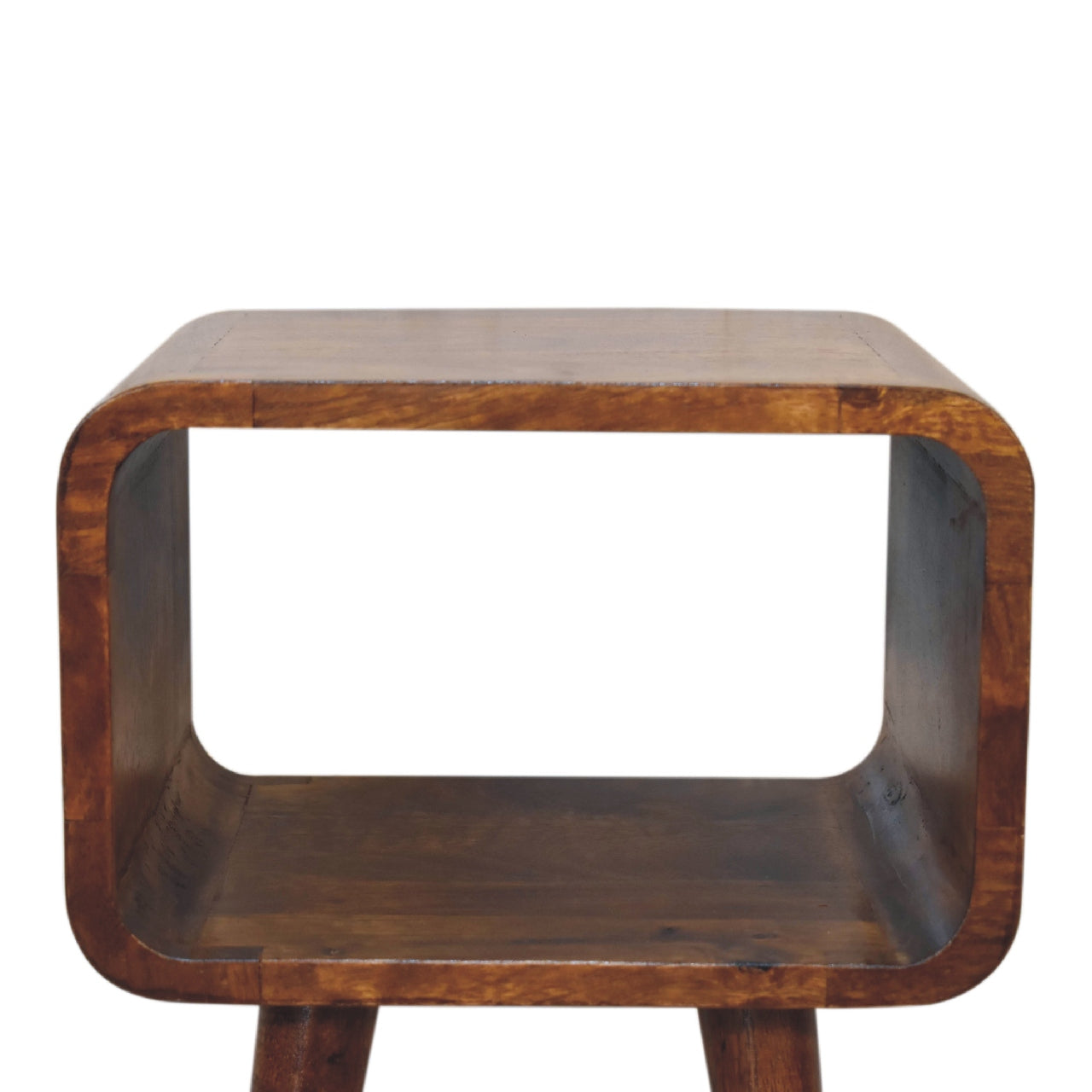mini chestnut curved open bedside