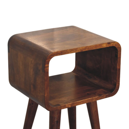 mini chestnut curved open bedside