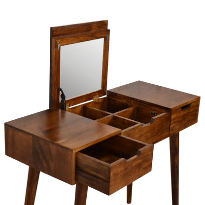 chestnut dressing table with foldable mirror 1