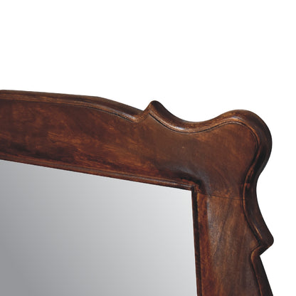 chestnut hand carved oblong mirror