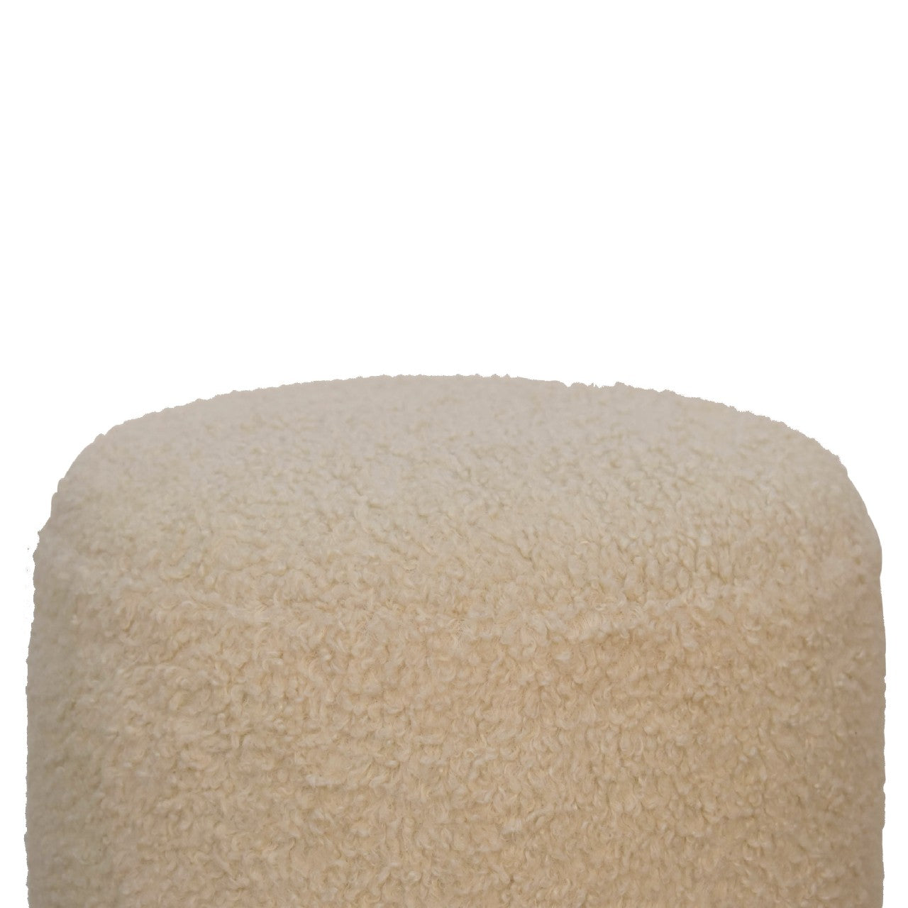 boucle cream round footstool