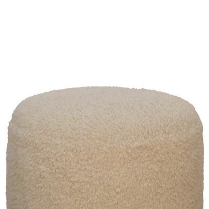 boucle cream round footstool
