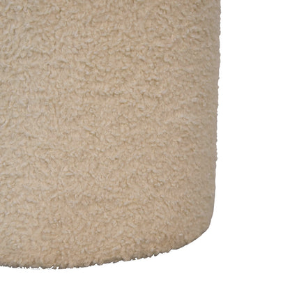 boucle cream round footstool